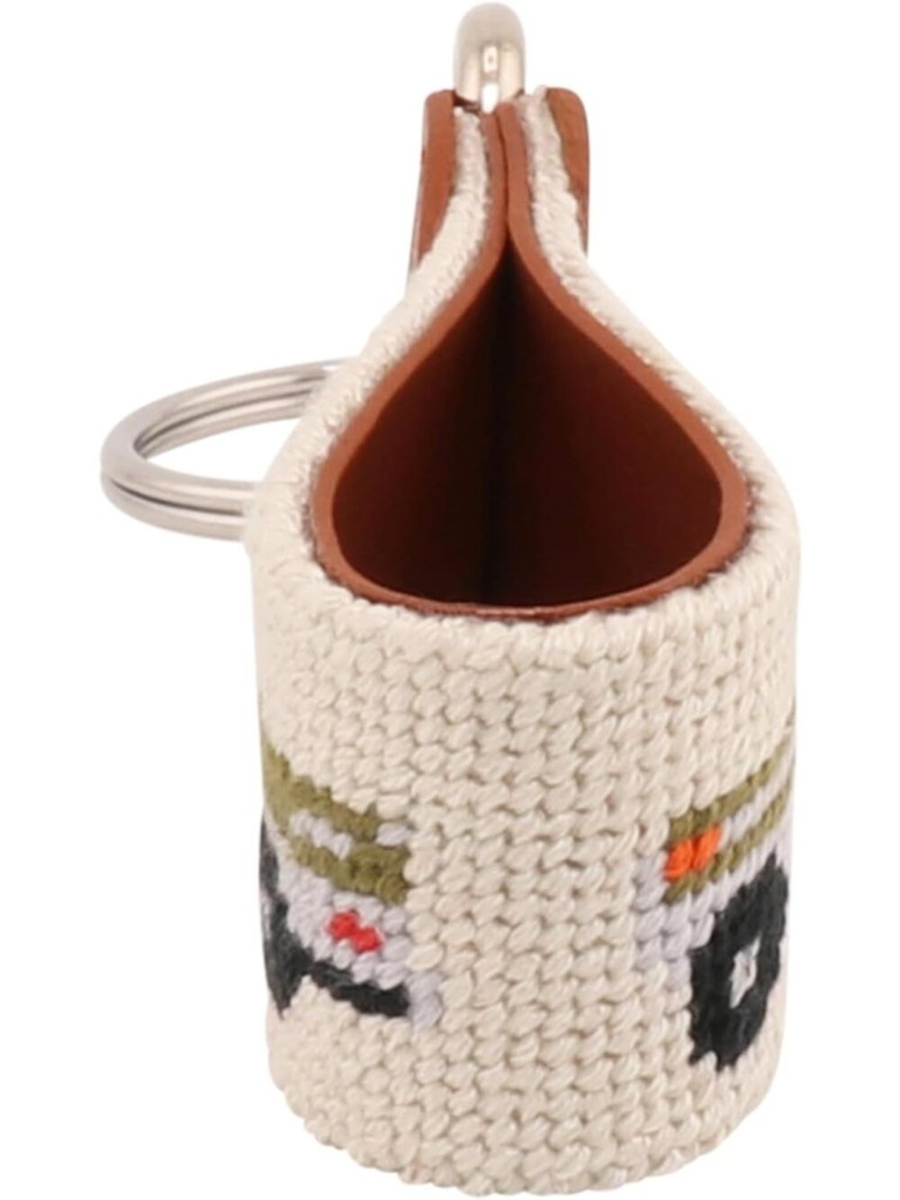 Hand-Stitched Leather Needlepoint Key Fob | Unique Key Chain Accessory - Picture 7 of 7